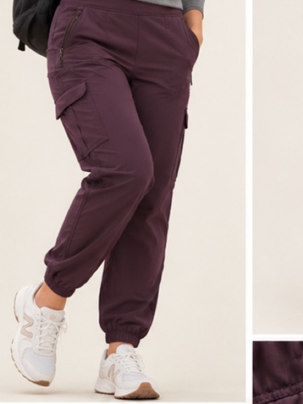 Athleta Chelsea Cargo Lined Pants Women’s Size 16 Plum Jogger Stretch